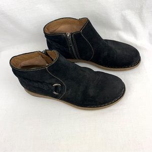 Born Womens Toya Distressed Black Suede Leather Booties Ankle Boots Shoes sz 7.5